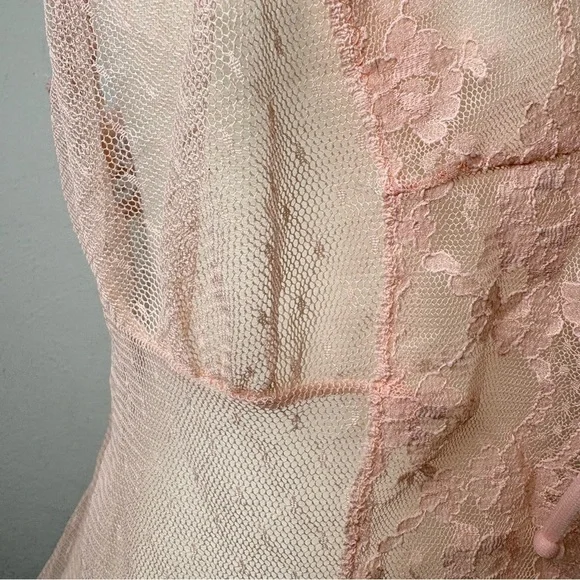Vintage USA Y2K Babydoll Coquette Mesh Lace Camisole Teddy Chemise Top Peignoir - Picture 14 of 16